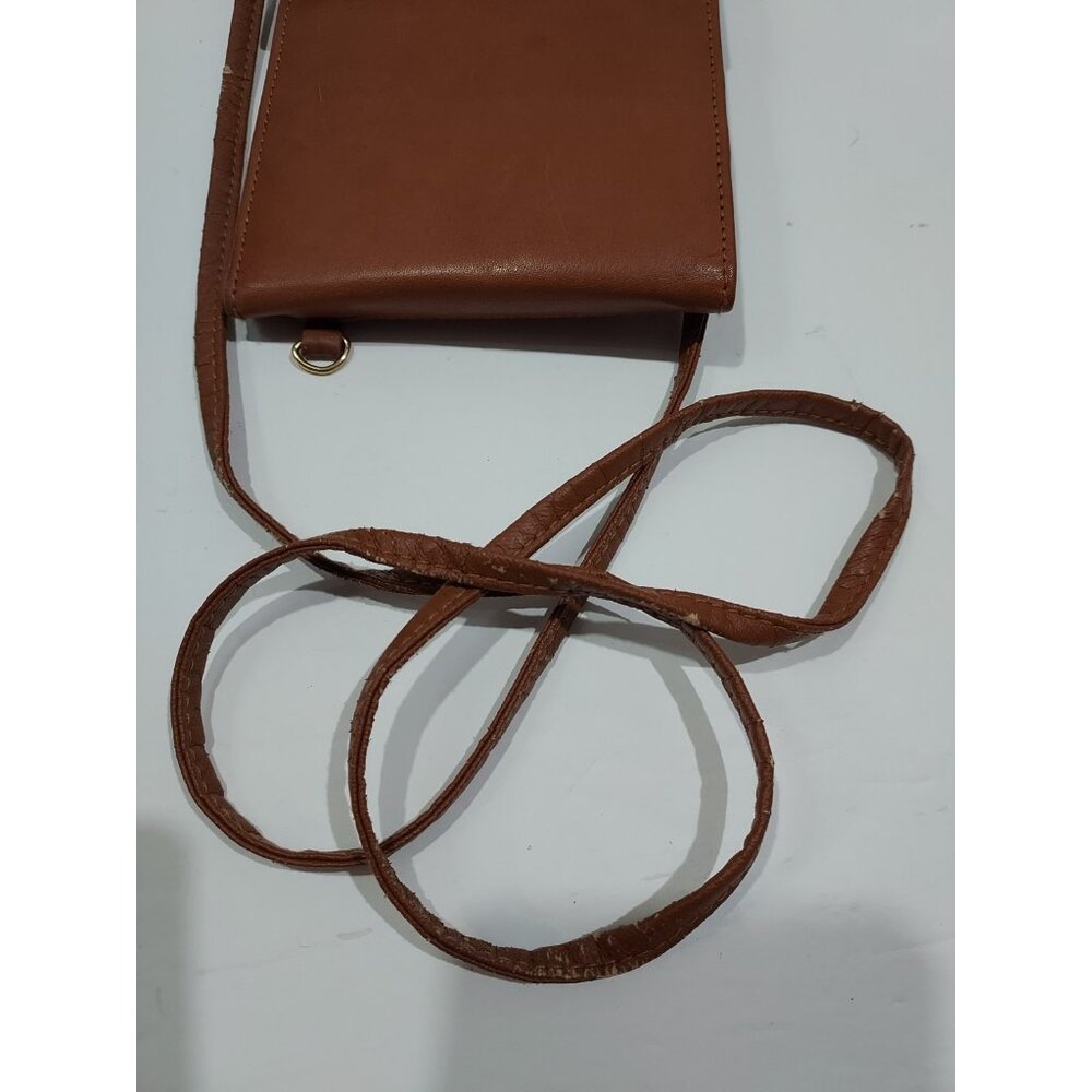 Crossbody Travel Bag Tan Brown Leather Vintage Small Purse Shoulder Bag Italy - Picture 12 of 13